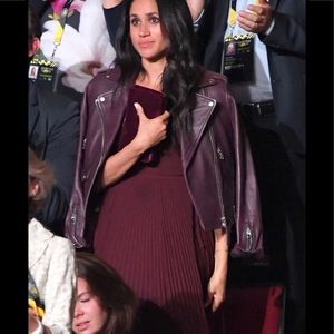 Wilfred Burgundy Skirt as seen on Meghan Markle